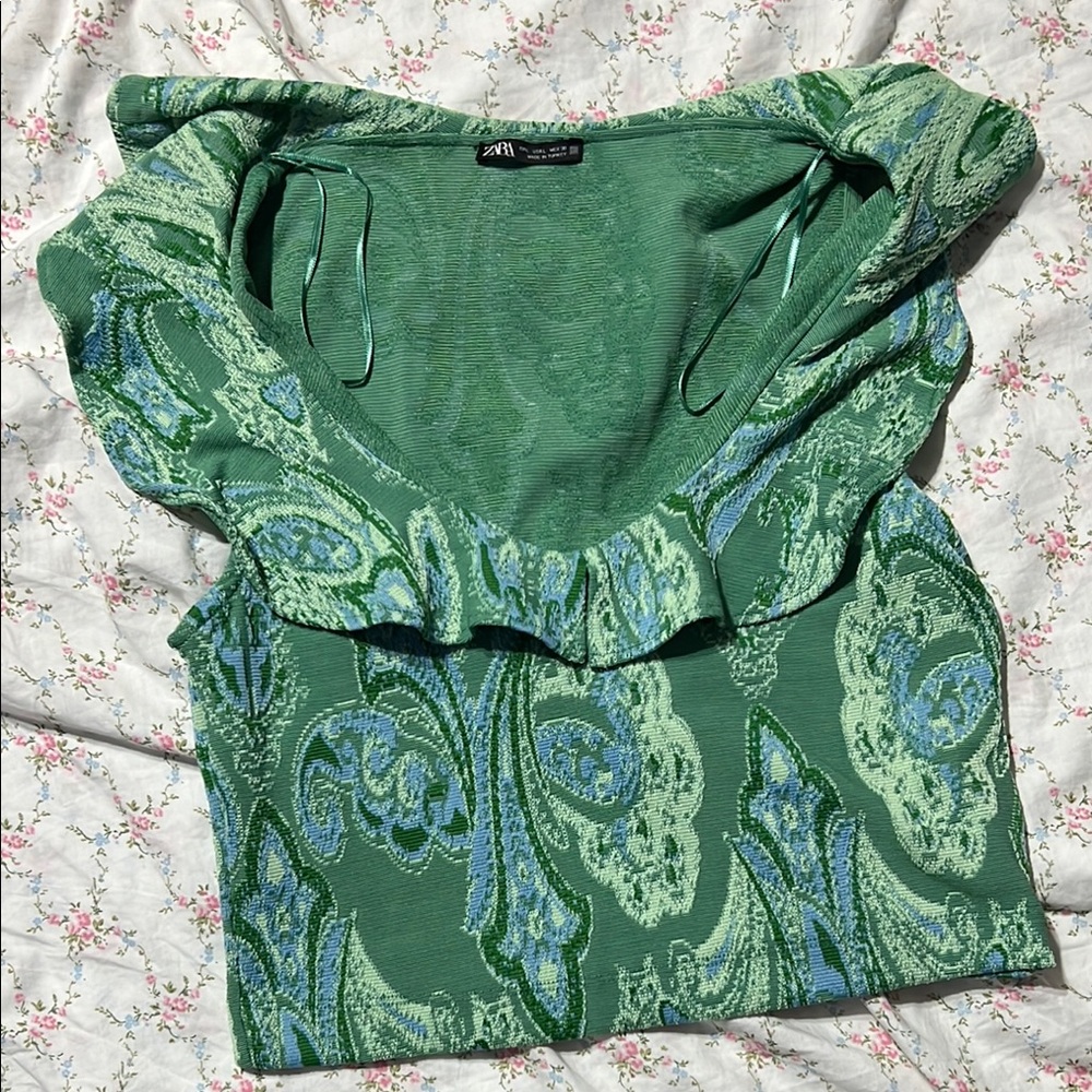 Zara Green Paisley Women's Top